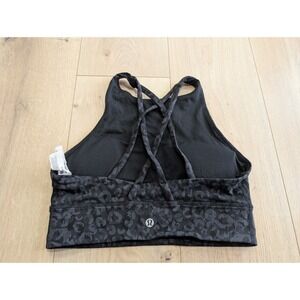 Lululemon Energy Bra High Neck Long Line Size 6 Grey Formation Camo Coal Multi